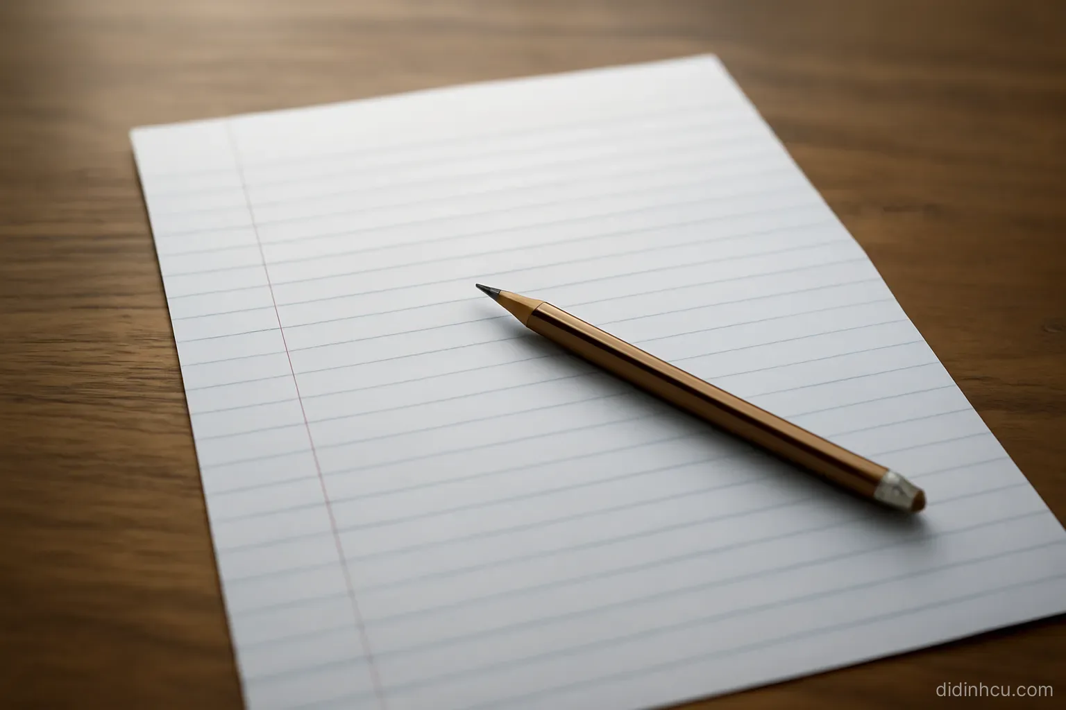 a single ruled sheet with several columns drawn by hand and a pencil lying diagonally on it