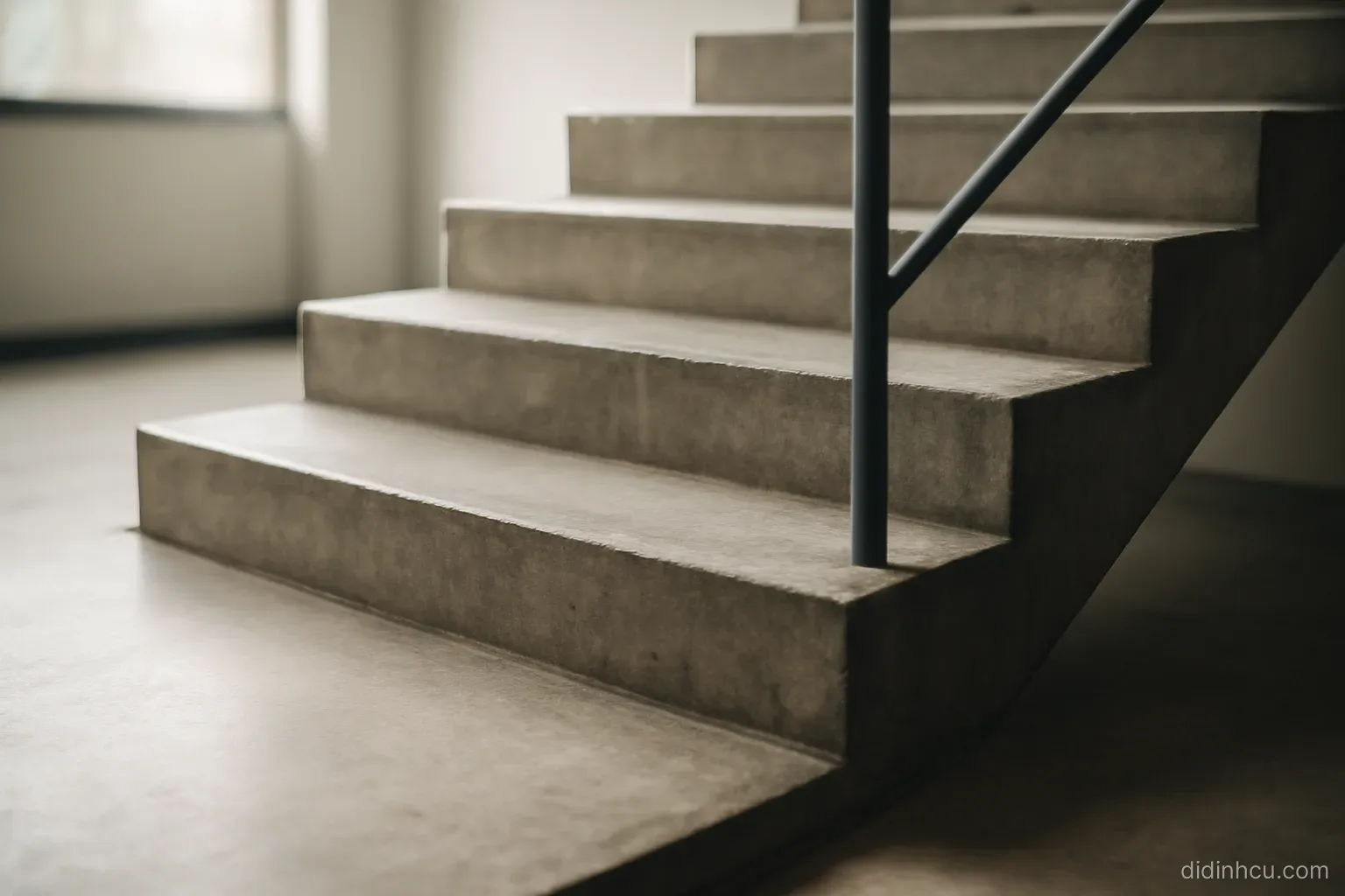 a staircase photographed from the side where one step is noticeably lower than the rest